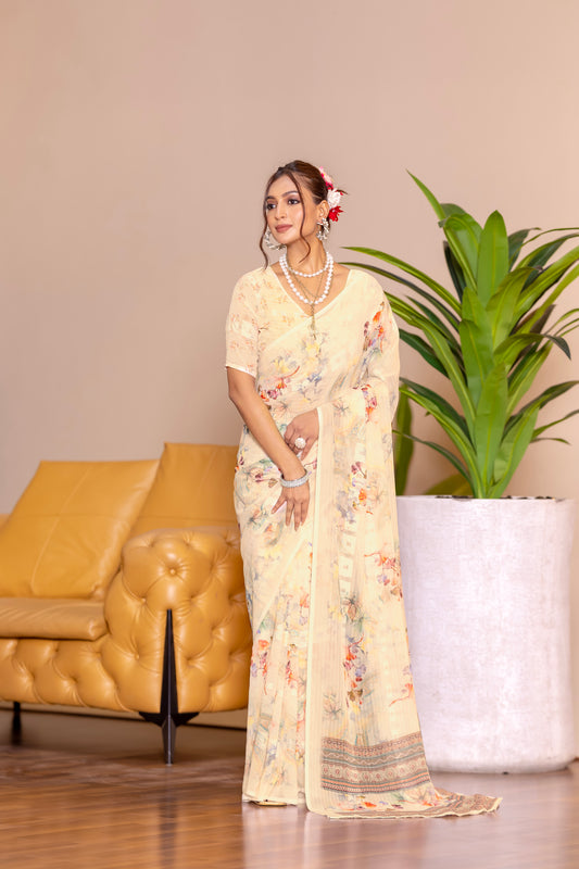 Elegant Weightless Saree Featuring Multi Colored Patterns