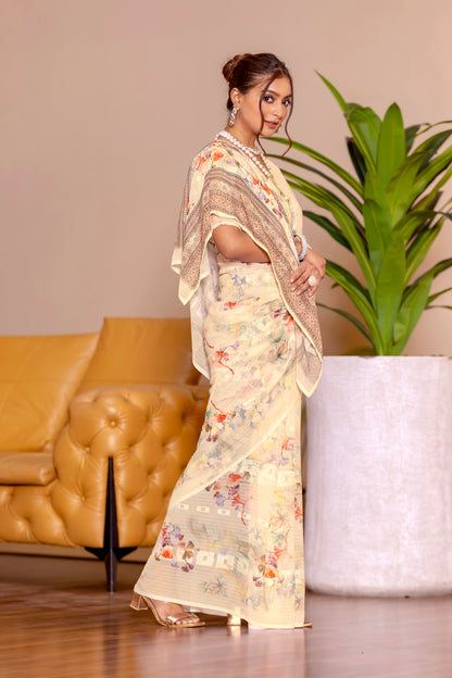 Elegant Weightless Saree Featuring Multi Colored Patterns