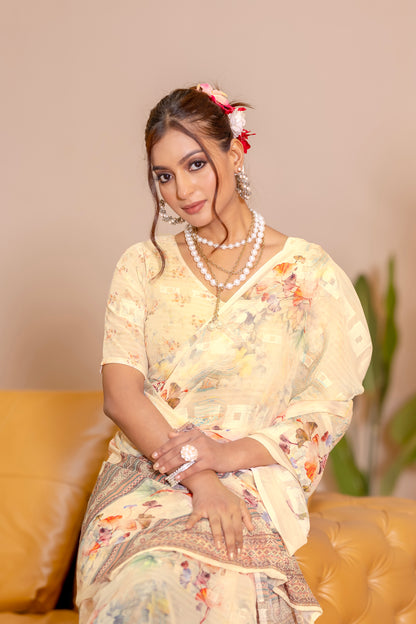 Elegant Weightless Saree Featuring Multi Colored Patterns