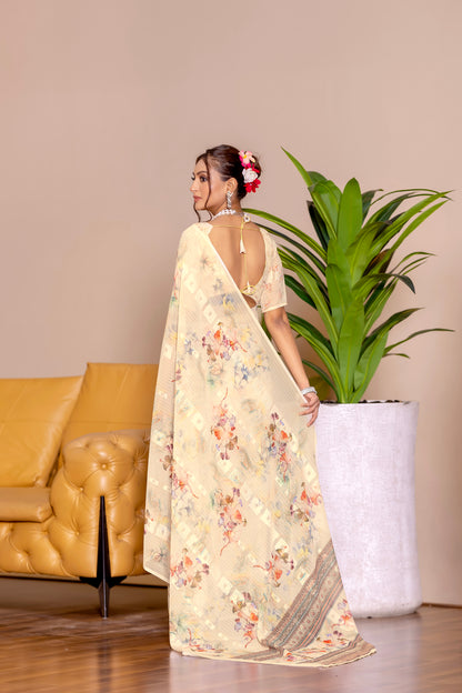 Elegant Weightless Saree Featuring Multi Colored Patterns